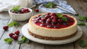 Classic Cherry Cheesecake with a Buttery Crust and Glossy Cherry Topping