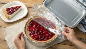 Cherry Cheesecake Wrapped for Freezing – Ready for Long-Term Storage