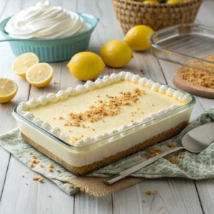 A light and creamy Woolworth cheesecake with a graham cracker crust and a fluffy, no-bake lemon filling. 