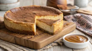 Golden-Brown Churro Cheesecake with a Cinnamon-Sugar Topping