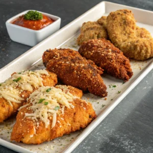 Three variations of Crispy Chicken Fritta: classic, Parmesan-crusted, and spicy Cajun