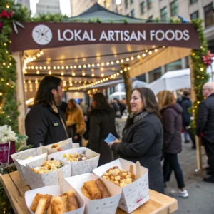 Lokal Artisan Foods stall serving French Toast Bites at a Philadelphia food festival.