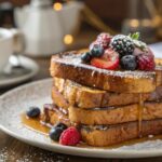 Golden McCormick French Toast with syrup and berries