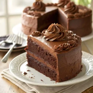 tomato soup chocolate cake slice with vintage look