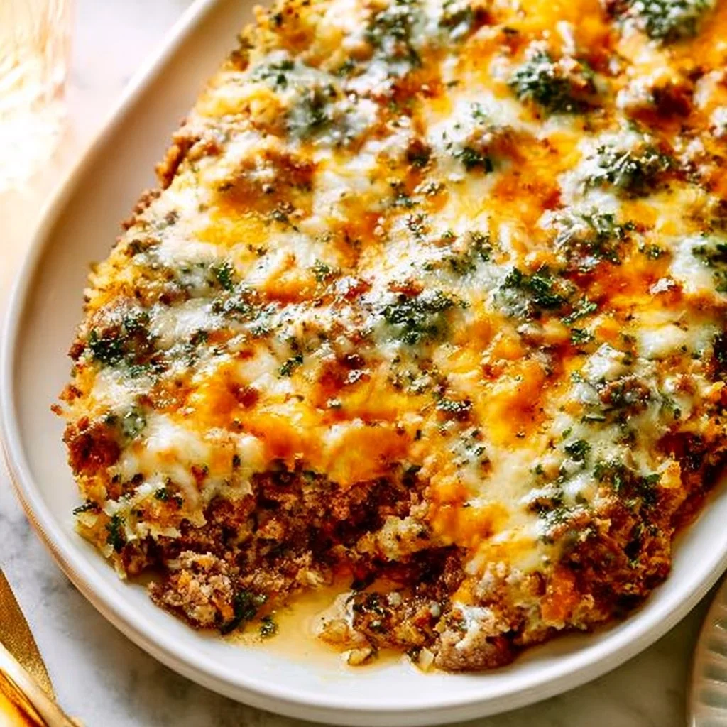 Cheesy Ground Beef and Cauliflower Rice Casserole