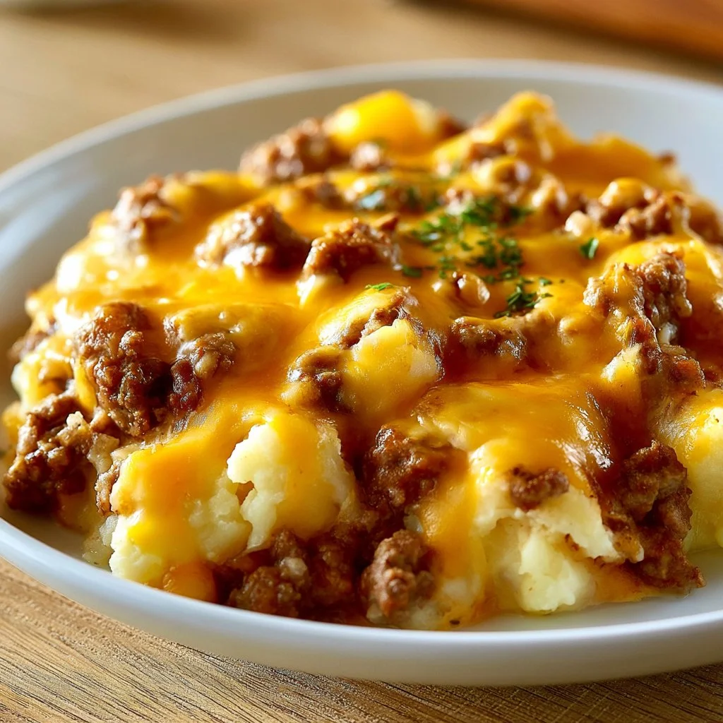 Cheesy Ground Beef Casserole with Potatoes