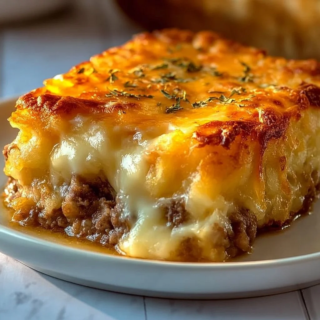Irresistibly Cheesy Hamburger Hashbrown Casserole Delight