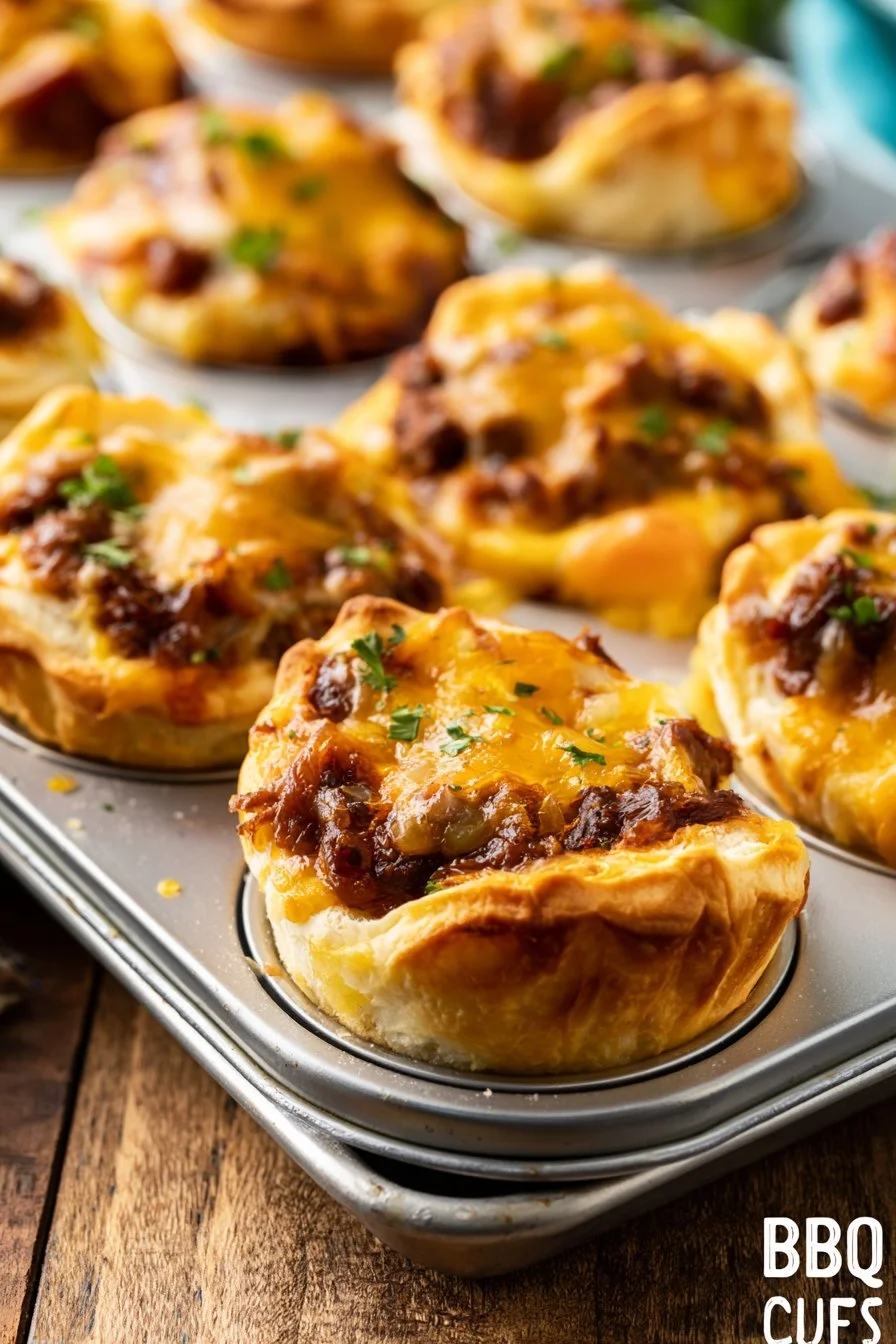 Delicious BBQ Beef Biscuit Cups served on a platter for a tasty treat