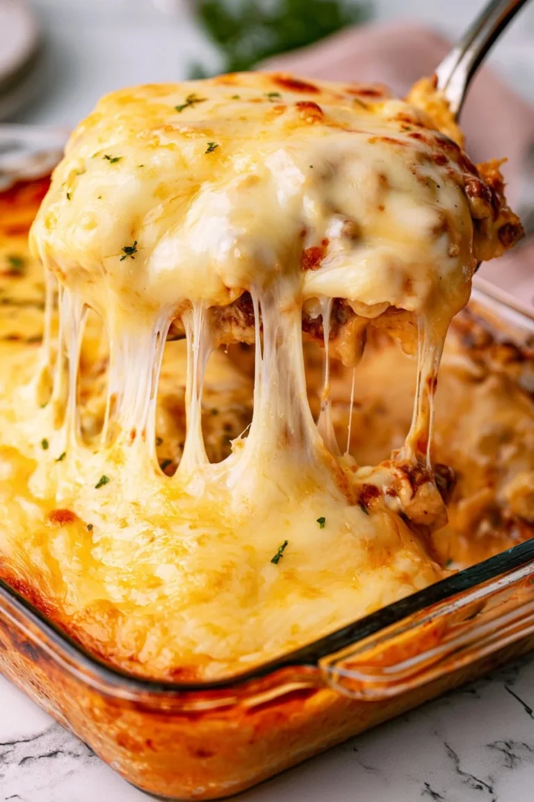 Beef Queso Taco Rice Casserole topped with melted cheese and fresh toppings