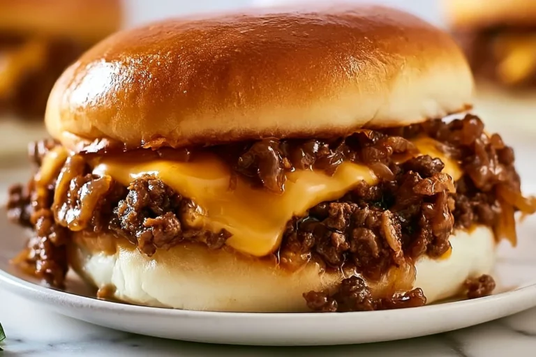 Delicious Beef Sloppy Joes topped with French onion for a savory meal experience
