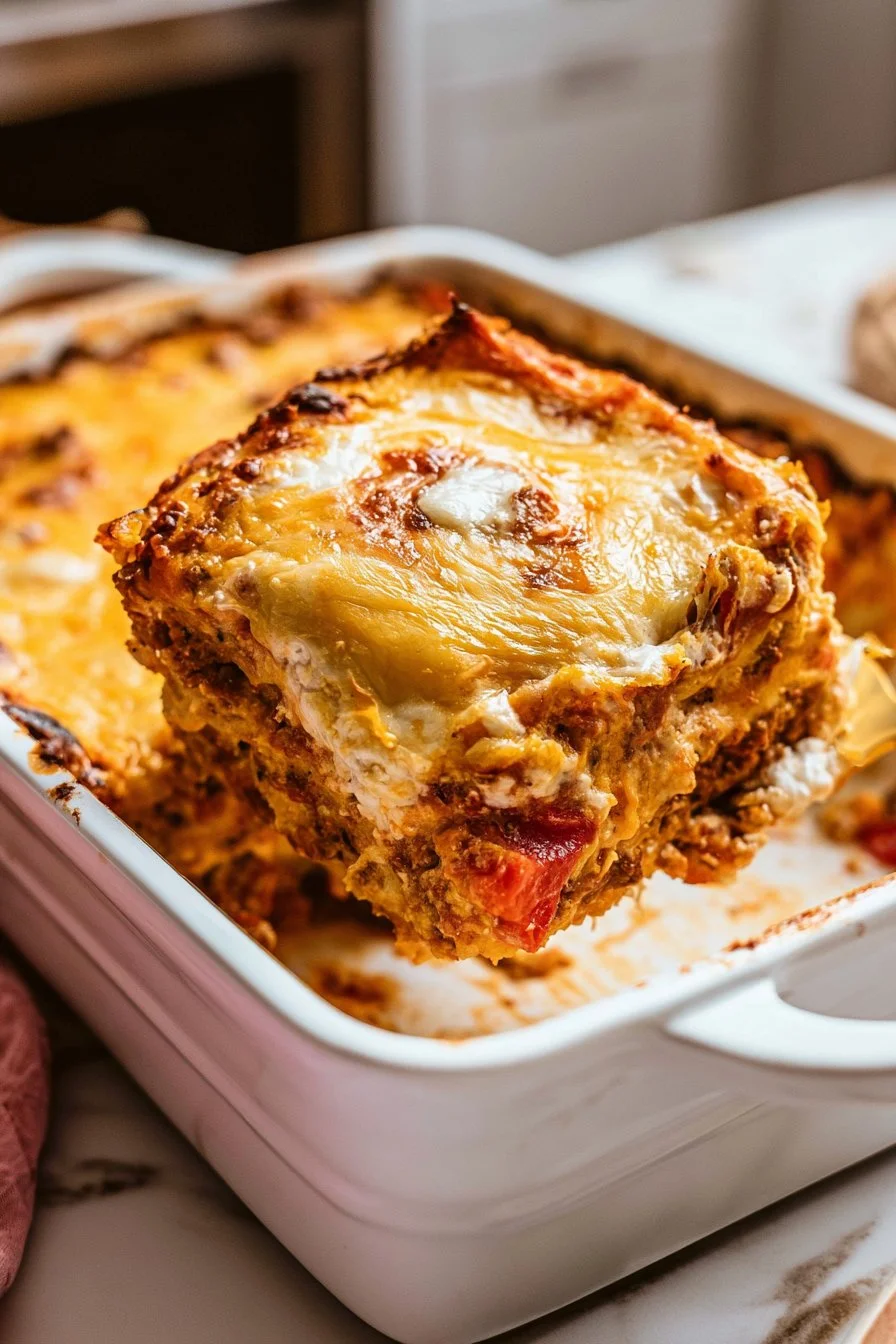 Delicious Cattle Drive Casserole served in a rustic dish