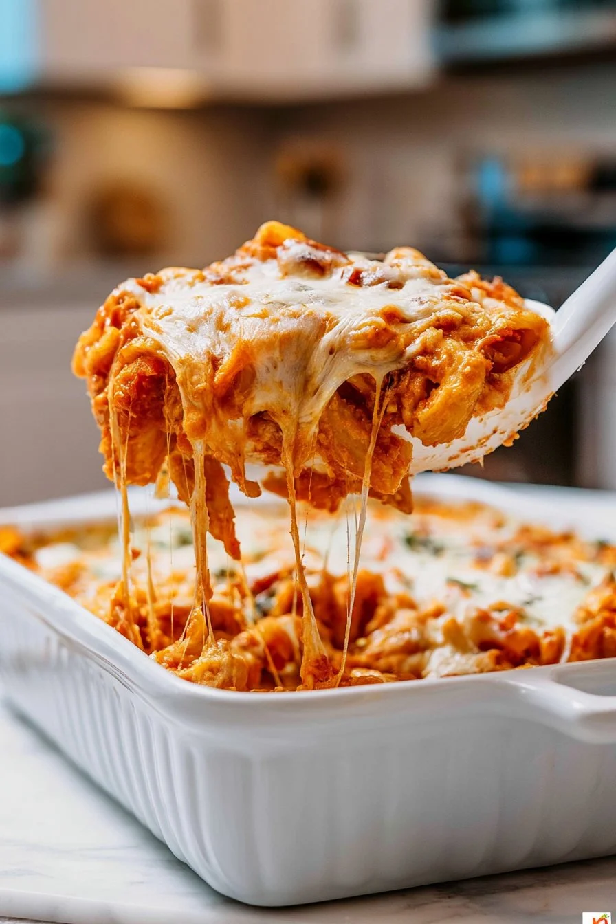 Delicious cavatini pasta dish with vegetables and cheese