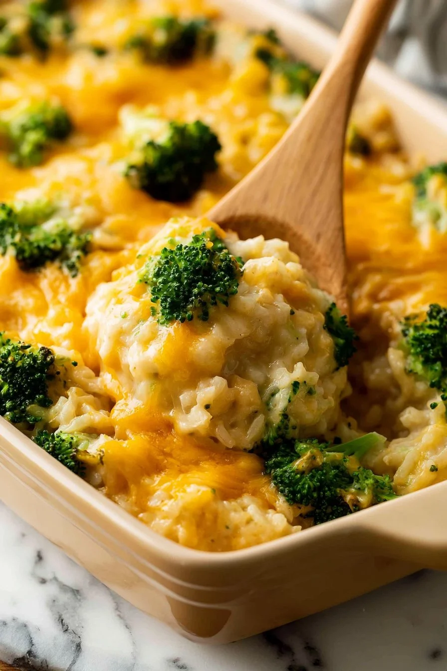 Delicious Chicken Casserole with Broccoli and Cheddar fresh out of the oven.