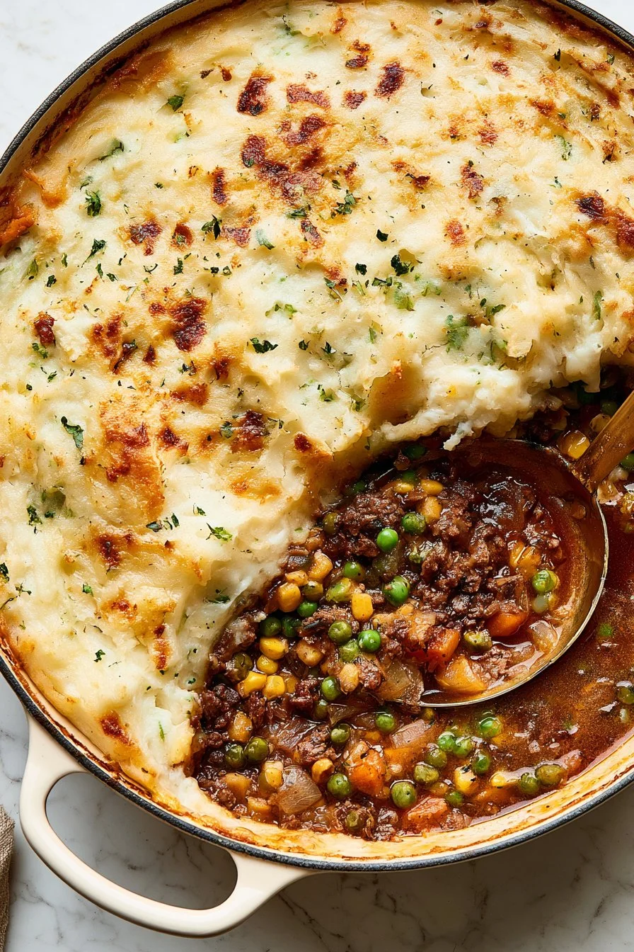 Delicious Cottage Pie with ground meat and mashed potato topping