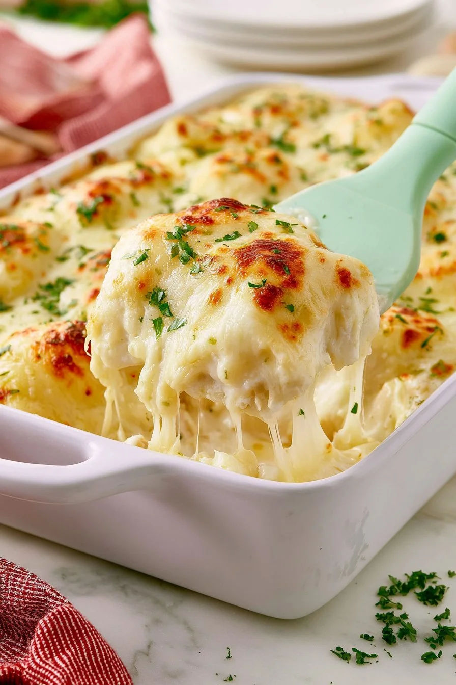 Creamy lasagna rollups filled with chicken alfredo sauce and cheese