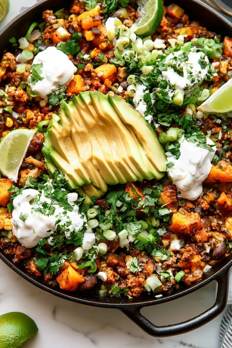 Ground Beef Zucchini Skillet dish featuring cooked ground beef and zucchini.