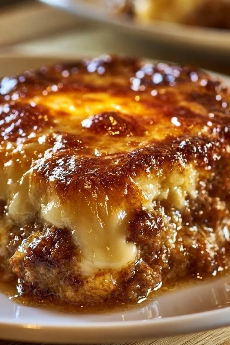 Baked Hamburger Steak with gravy and vegetables on a plate