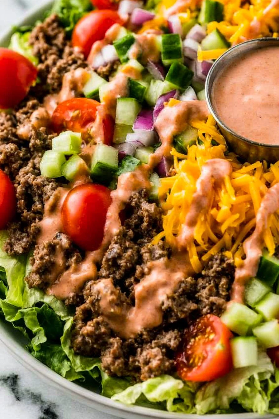 Healthy burger bowls with fresh vegetables and toppings