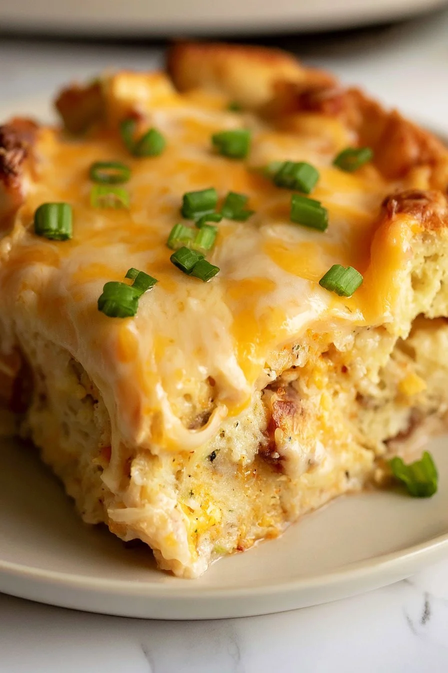 Homestyle casserole dish filled with colorful vegetables and melted cheese