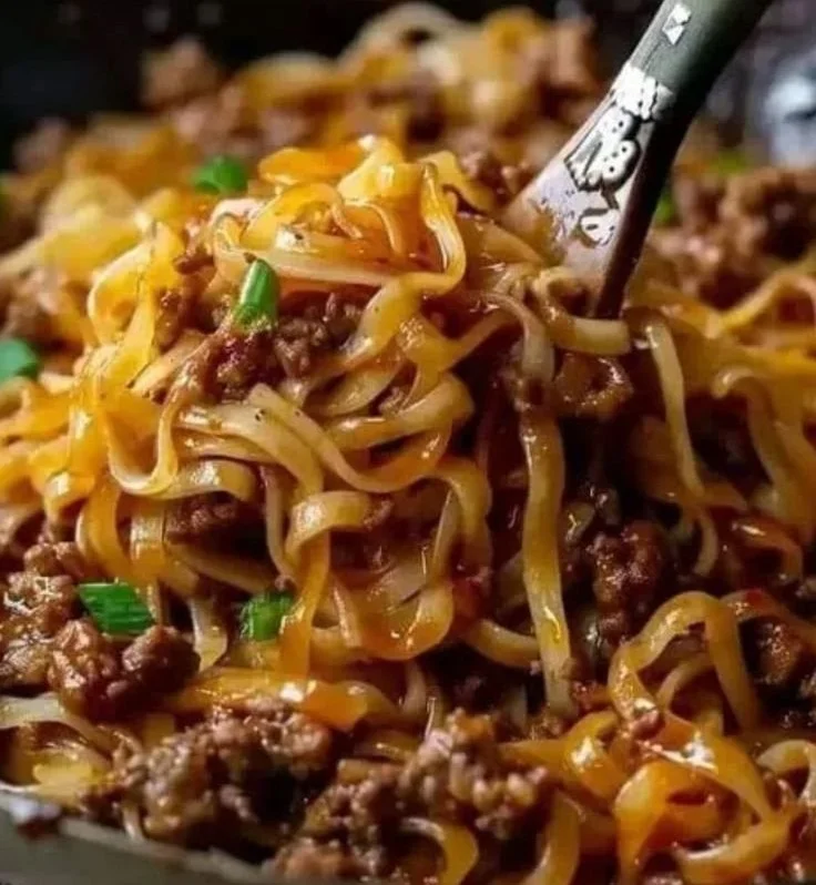 Easy Mongolian Ground Beef Noodles Recipe 