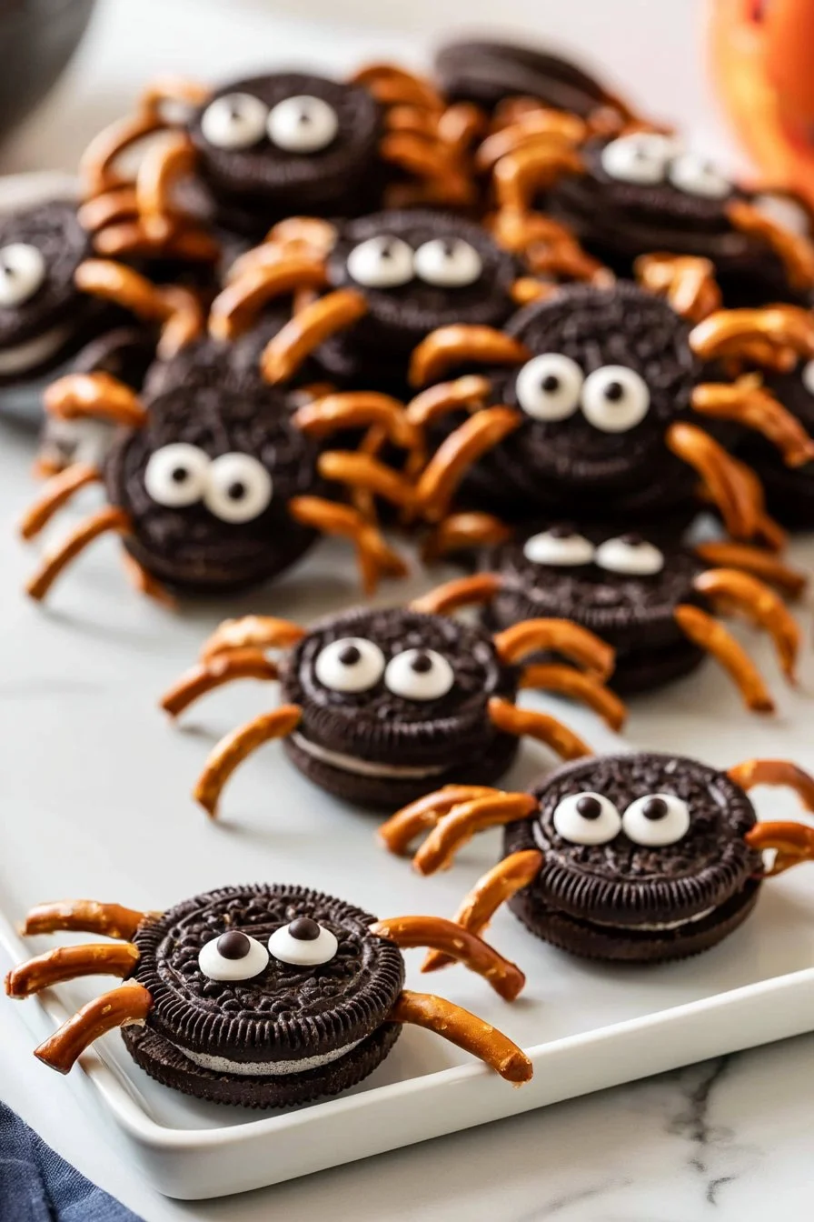 Oreo cookies decorated as spooky Halloween treats for a festive celebration.