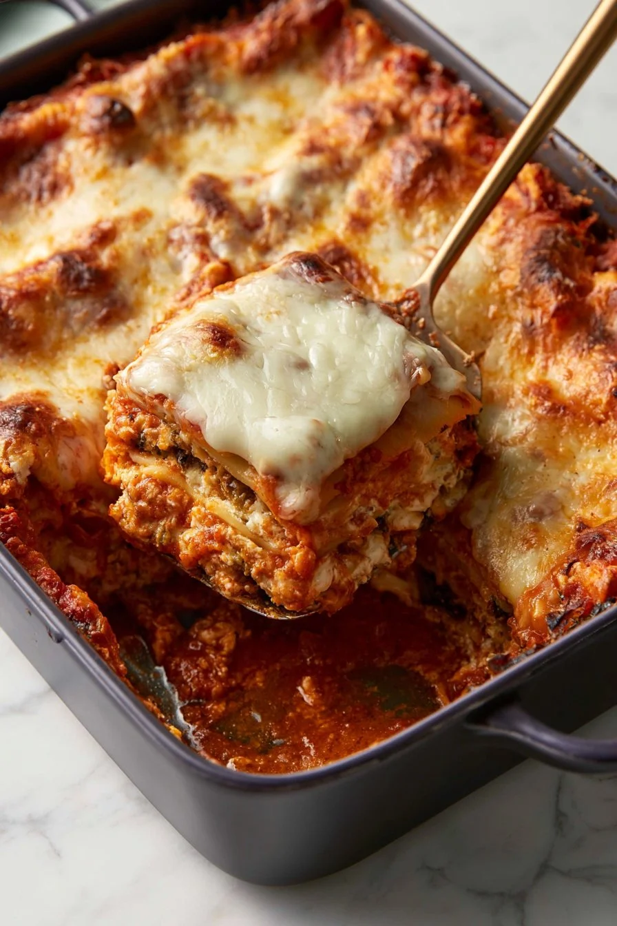 Delicious Parmesan Eggplant dish with melted cheese and herbs