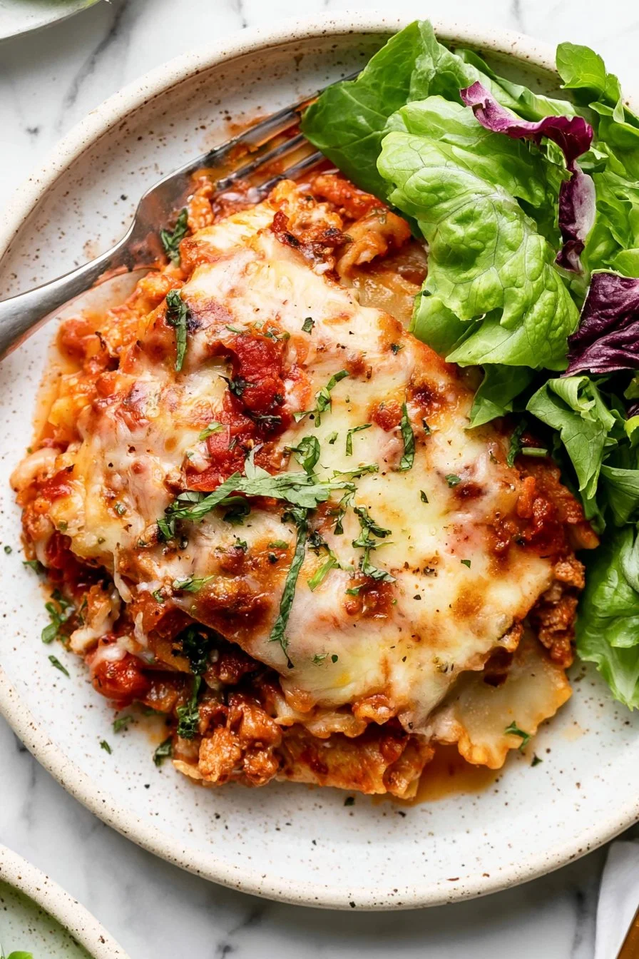 Healthy pizza casserole made with turkey and quinoa, perfect for dinner.