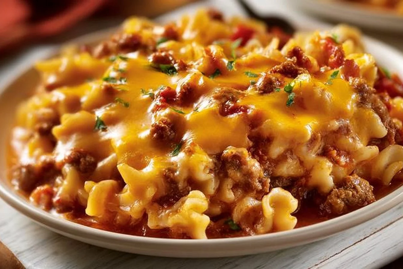 Cheddar Sloppy Joe Casserole