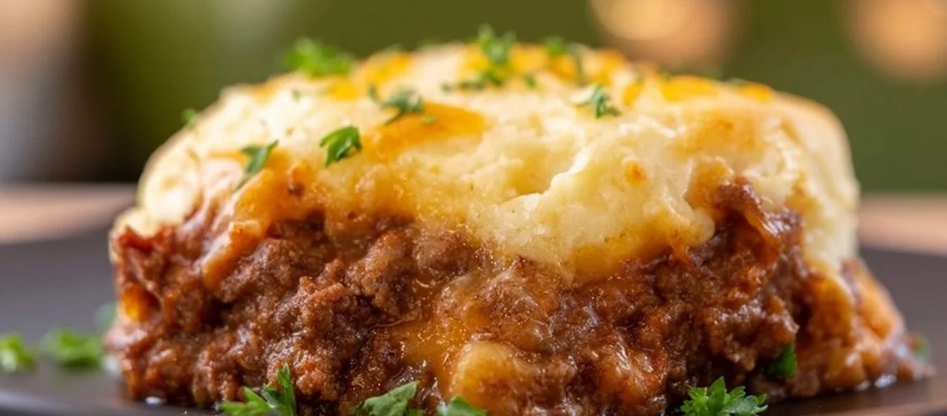 Delicious Sloppy Joe Casserole topped with Cheddar Bay biscuits ready to serve.