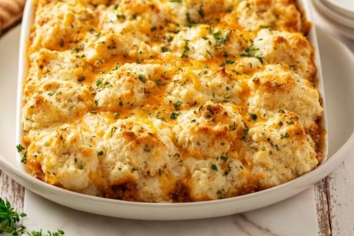 Sloppy Joe Cheddar Bay Biscuit Casserole